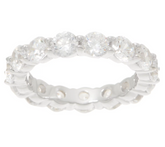 Diamonique Sterling Silver Round Eternity Band Ring, Size 8